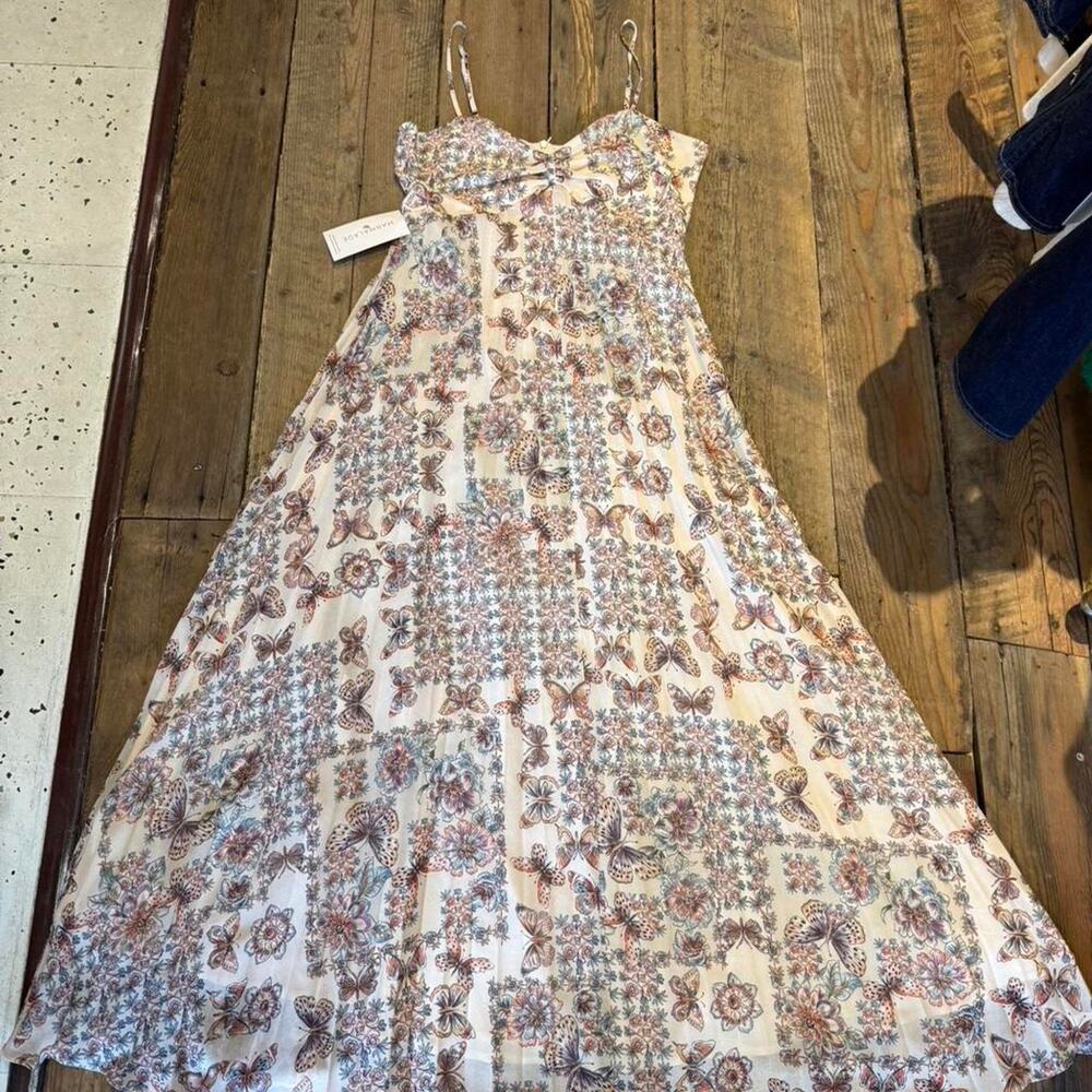 Ivory butterfly print dress size